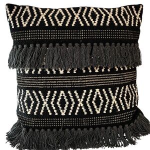 Boho Tribal Print Tassel Decorative Accent Pillow